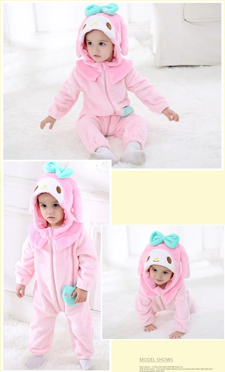Baby Cartoon Rompers Newborn Hooded Toddler Clothing Boys Girls Minions Animal Jumpsuit Playsuit Costume Flannel Baby Rompers