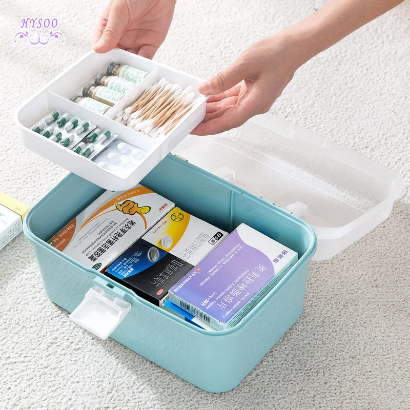 Plastic medicine box family large first aid box medicine box household