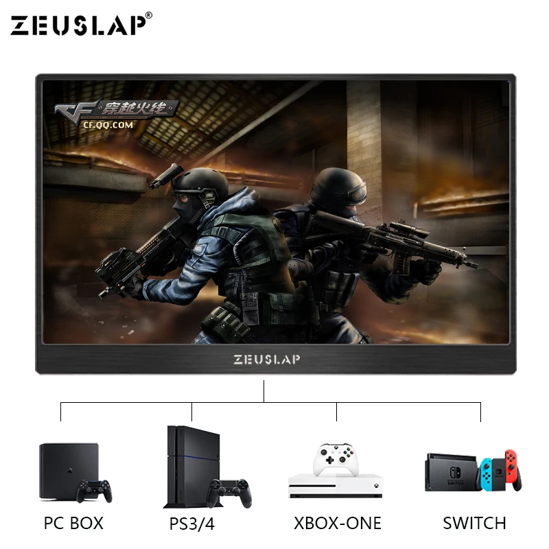 15.6 inch Type-C USB-C Portable Monitor HD IPS 1920x1080 IPS Gaming Display with HDMI Earphone Port