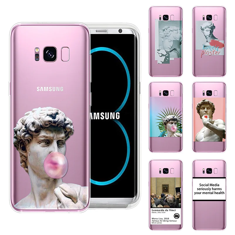 

Retro David Statue Phone Cases For Samsung Galaxy J3 J7 Prime S7 S8 S9 S10 Plus A3 A5 A6 A8 Note 8 9 2016 2017 2018 TPU Cover