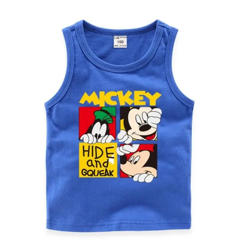 

Toddler Boys Mickey Cotton T Shirt Summer Cartoon Letter Printed Sleeveless T Shirts Baby Boy Tee Tops Casual Children Clothing