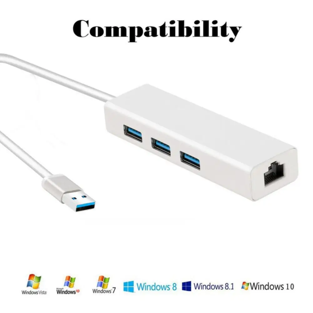 Сетевой адаптер с 3 портами USB 0 1000 Мбит/с Gigabit Ethernet LAN RJ45 Hub компьютерные аксессуары