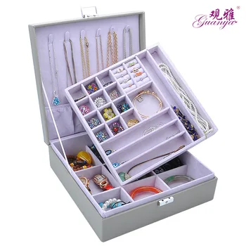 

Gift Box Limited 2019 New High-grade Pu Wholesale Jewelry Box Carton Customized Lock Ring Fashion Earrings Necklace Custom Logo