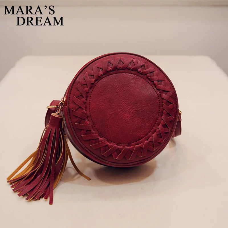 Mara's Dream круглая женская сумка с кисточками тканые сумки через плечо на Женская