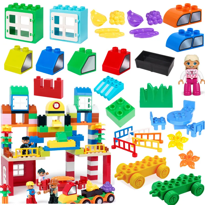 

Diy Accessories Creative Scene Friut Food Cars Story Building blocks bricks compatible with Legoingly duploe Christmas Gifts