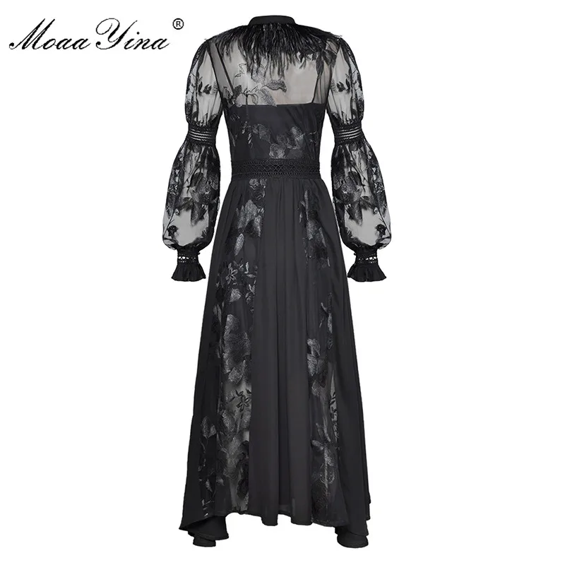 MoaaYina Fashion Dress Spring Women's Lantern