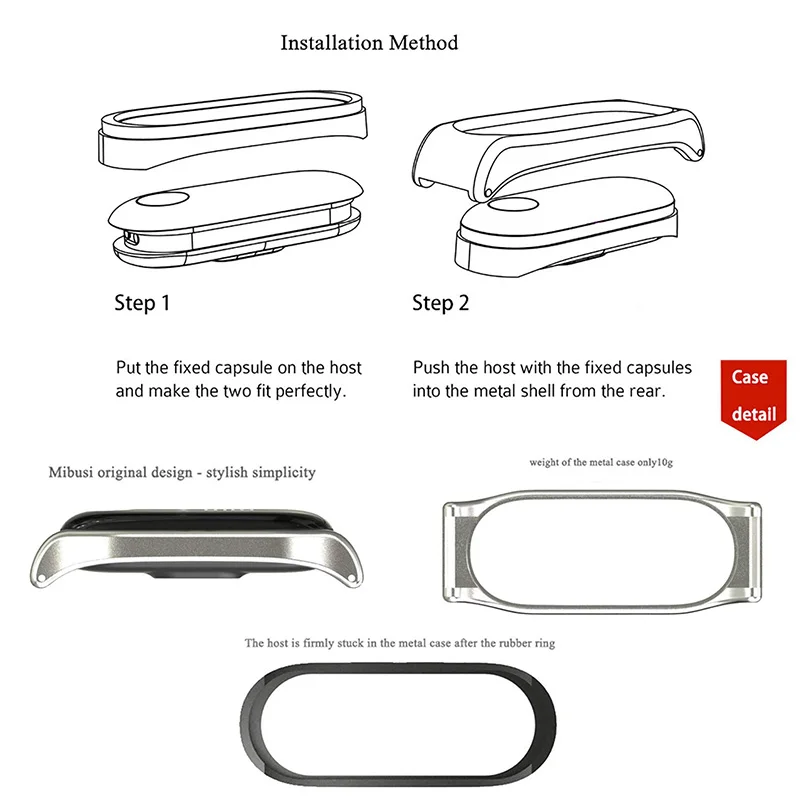 Mijobs Strap for Mi band 4 Straps Bracelet, Metal Stainless Steel Wrist Strap Replacement Band for Xiaomi 4/3