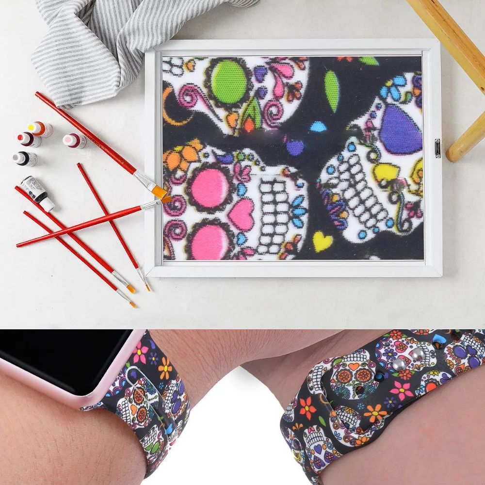 Apple Watch Band, цветная силиконовая повязка на запястье с рисунком ...