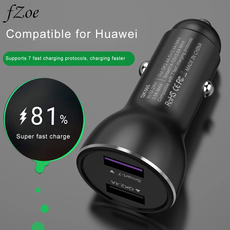 

fZoe Car USB Charger Quick Charge 3.0 Mobile Phone Charger 2 Ports USB Fast Car Charger for Samsung Xiaomi Tablet Charger