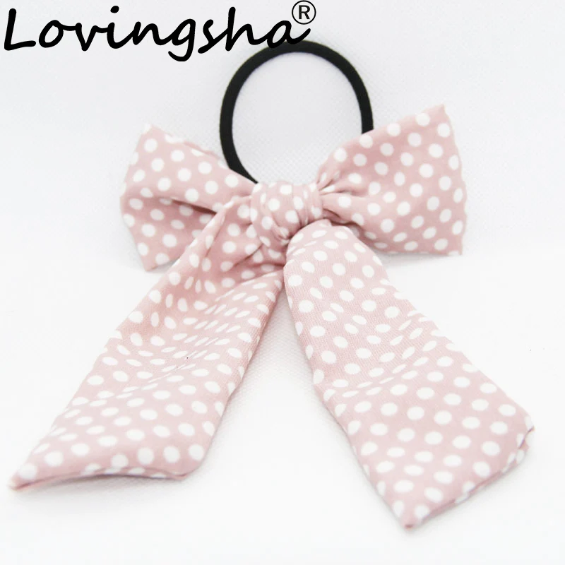 

LOVINGSHA Dots Female Scrunchies Hair Bands Hair Accessories For Women Hair Ties Ribbon Girl Headwear Horsetail Tie ATC006