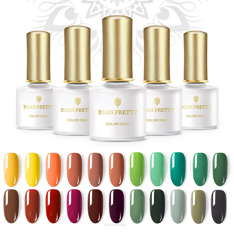 

BORN PRETTY 6ml Pumpkin Green Pure Nail Color Gel Polish Soak Off Nail Art Gel Lacquer Long Lasting Manicure UV Cured Gel