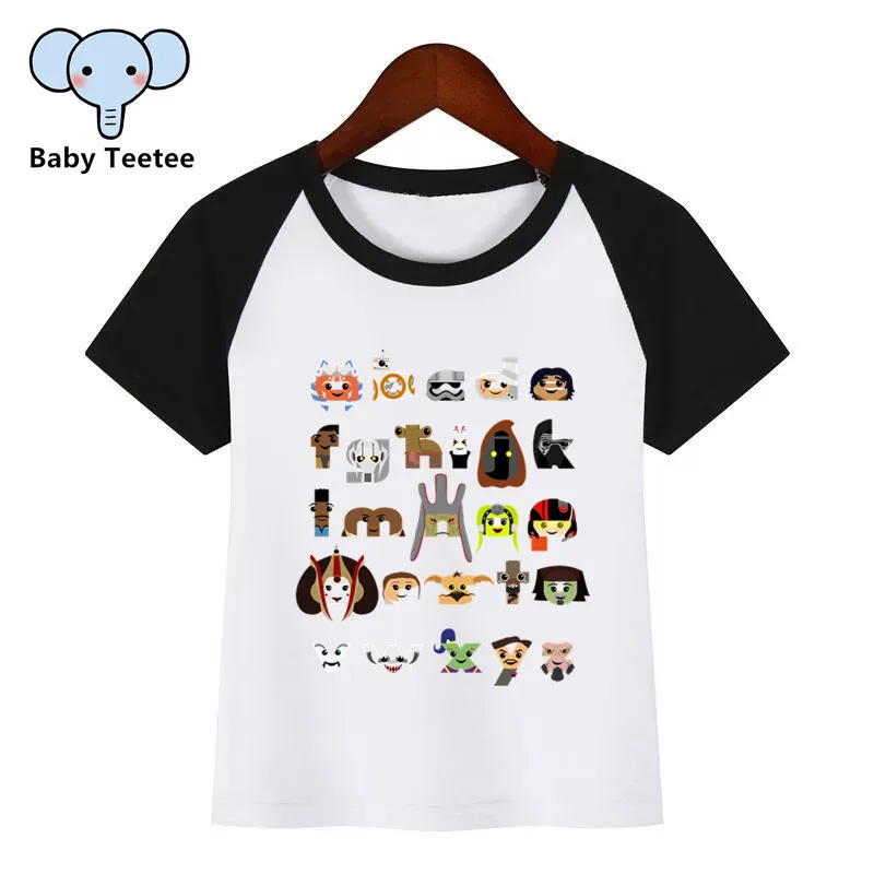 Boys Girls Sesame Street/Mario/Pokemon/Star Wars Alphabet Cartoon T-shirt Children Funny Tshirt Kids Summer Tops Baby Clothes - Цвет: a190D