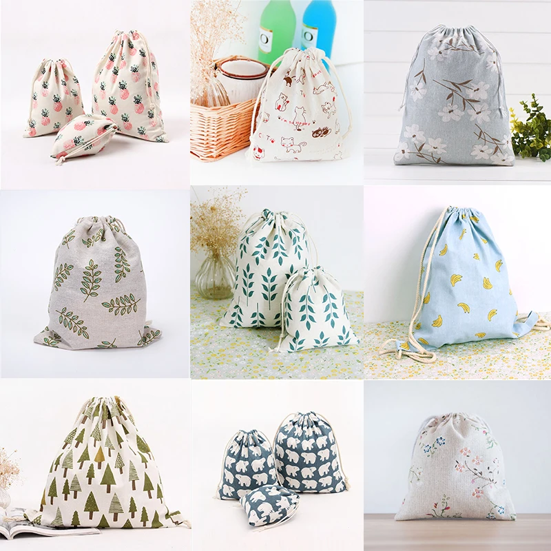 

1Pc 9 Options Cotton Linen Jute Bags Drawstring Jewelry Packaging Bags Christmas Wedding Favor Pouch & Gift Bags