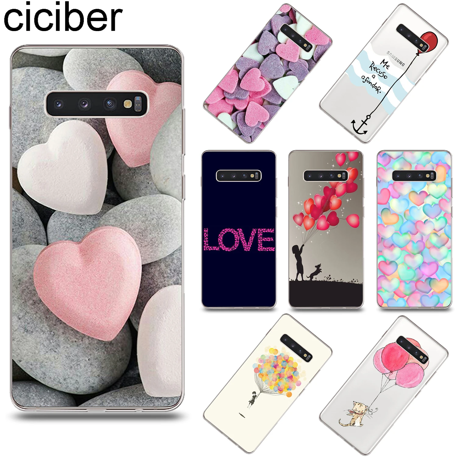 

ciciber Romantic Love Balloon For Samsung Galaxy S9 S10 S8 S10+ Plus S10e Cover Soft TPU Phone Case For S7 S5 S6 Edge mini Coque