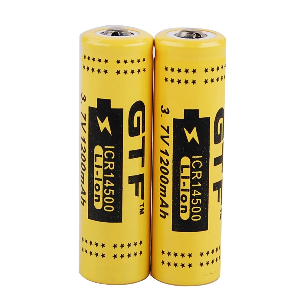 

GTF 2pcs 14500 Battery 3.7V 1200mah Rechargeable Lithium Battery AA 14500 batteries for Led Flashlight Headlamps Torch Mouse