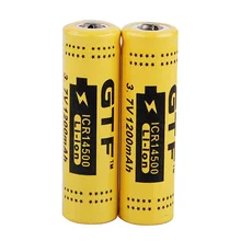 GTF original 2PCS 3.7v 1200 mah li-on high discharge battery 14500 1200mAH for rechargeable e-cigarette batteries power