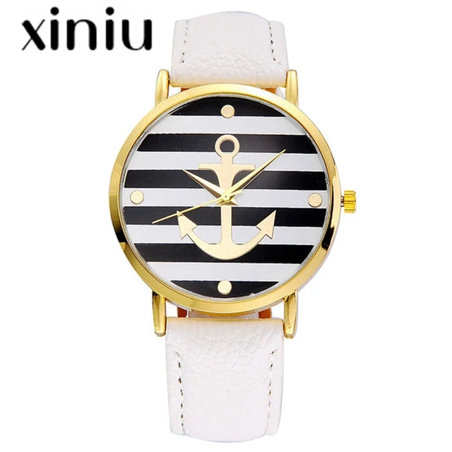 XINIU quartz watch women men PU Leather strap Anchor Watches Women Dress Wristwa XINIU quartz watch women men PU Leather strap Anchor Watches Women Dress Wristwa