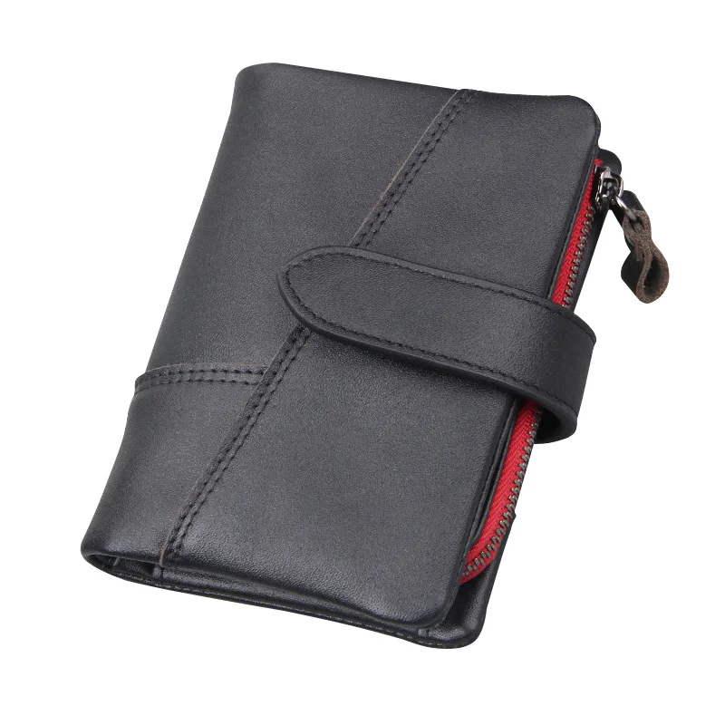 

Men's Wallets Genuine Leather Zipper Hasp Purses Card Holders RFID Blocking Money Bag SIM Card Slots Vintage Walets Carteira