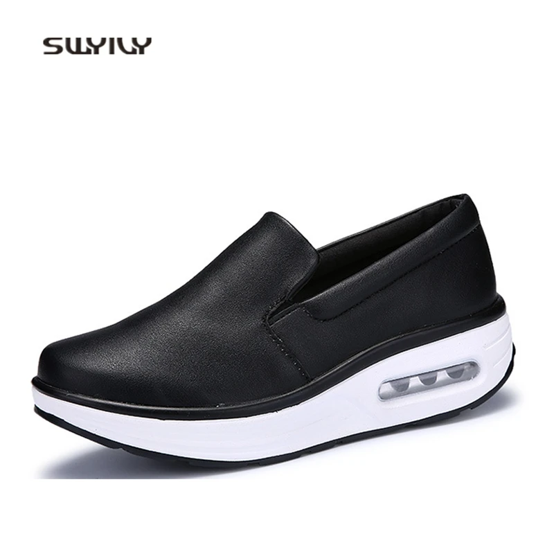 SWYIVY Women Slimming Shoes Platform Solid Color Lady Swing Shoes 2018 Height Increasing Muffin Heel Toning Shoes For Females