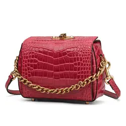 Kajie Марка Крокодил Роскошные Сумки Для женщин сумки дизайнер из натуральной кожи Курьерские сумки Высокое качество дамы цепи сумки на ремне