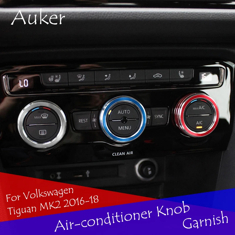 

For 2016 2017 2018 Volkswagen Tiguan MK2 Car Air Conditioner Adjust Switch Knob Decorative Circle Ring Garnish Car-styling
