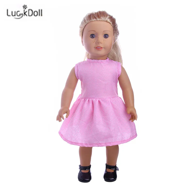 LUCKDOLL модное летнее розовое платье подходит 18 дюймов Американский 43 см детская кукла одежда аксессуары, игрушки для девочек, поколение, подарок на день рождения