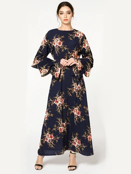 

2019 Fashion Women Muslim Dress Patchwork Ruffled Floral Saudi Arabia Turkish Dubai Dress Plus Size 7XL Malaysia Dress