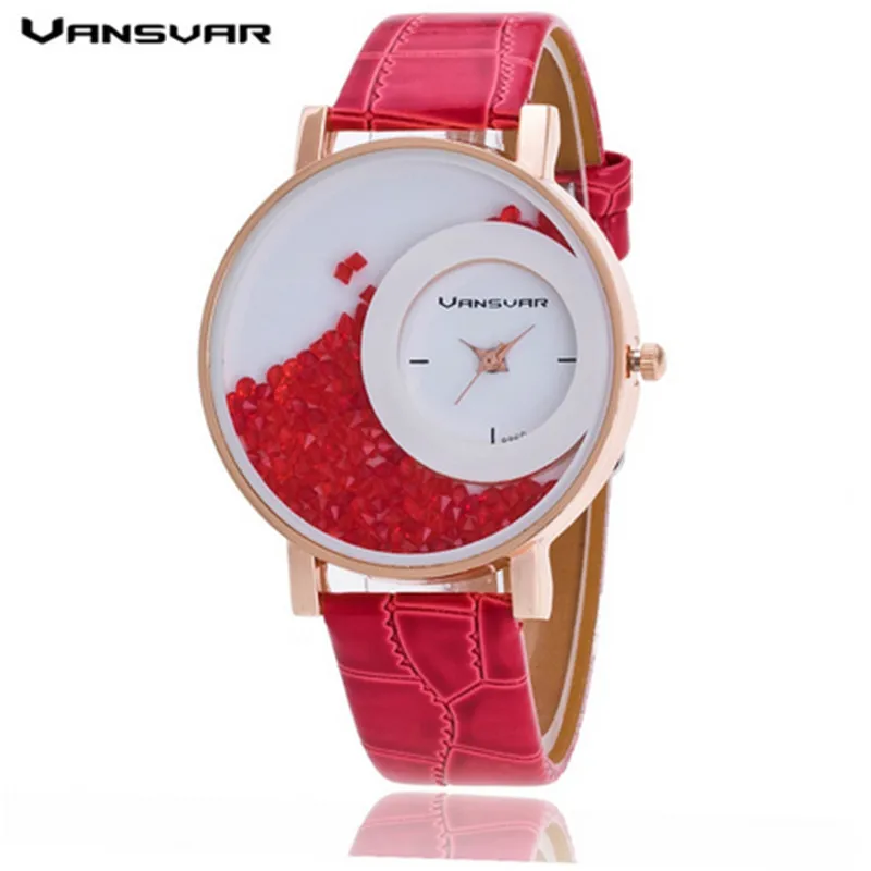 

Vansvar Fashion Leather Strap Women Rhinestone Wrist Watch Casual Women Dress Watches Watched Hot Relogio Feminino BW656