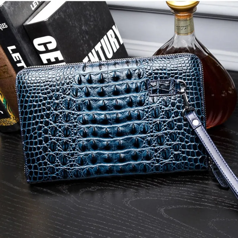 Портфель конверт мужской из спилковой кожи с узором под крокодила|male handbag|handbag