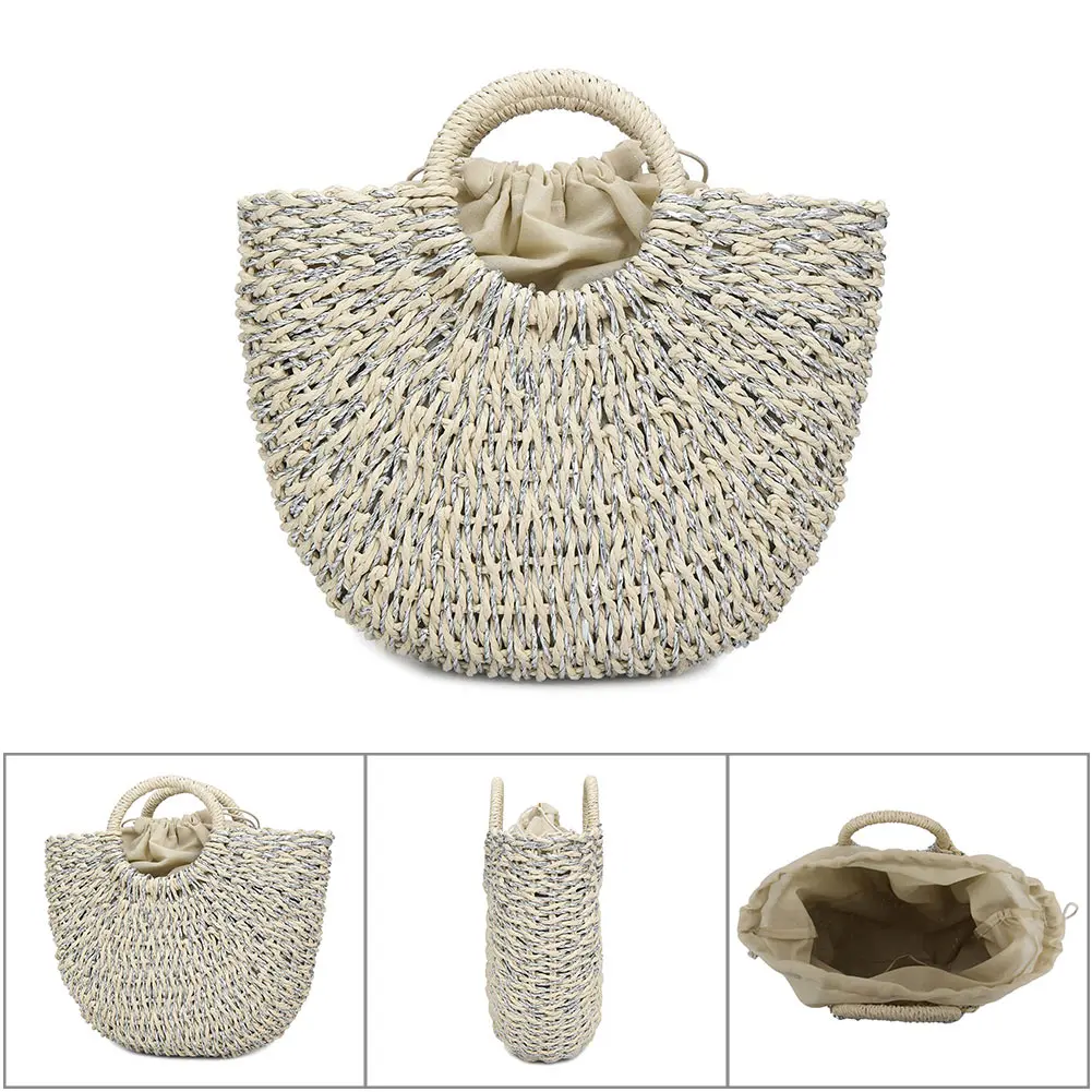 

Women Handbag Handmade Straw Woven Tote Large Capacity Summer Beach Shoulder Bag Party Shopping New