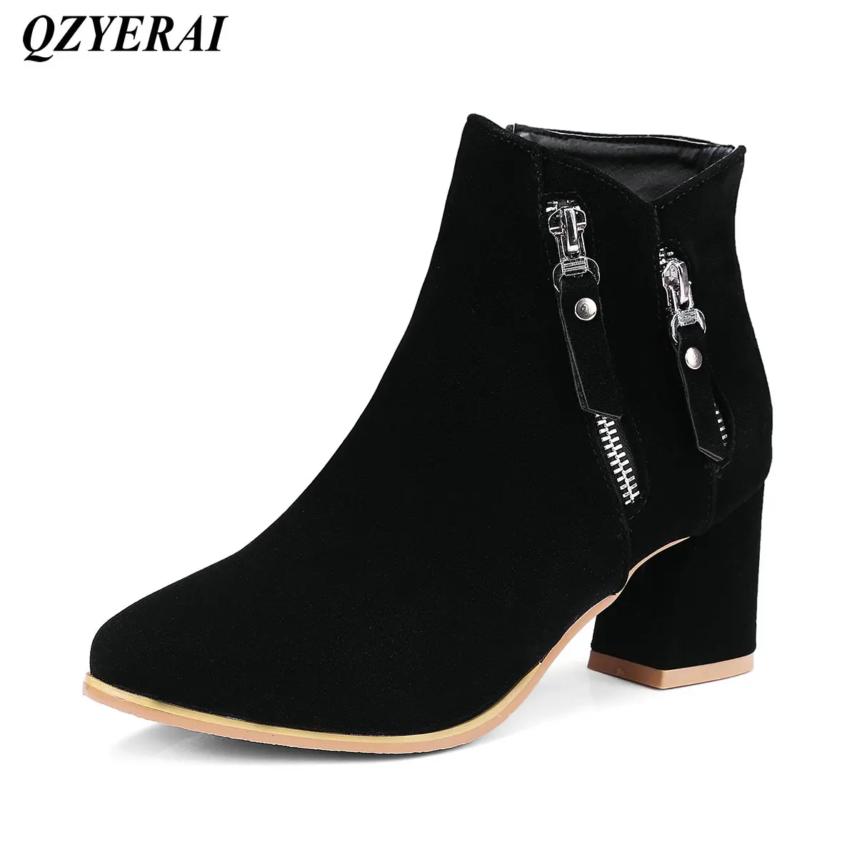 QZYERAI Qiu dong lady fashion short boots super heel female boots fashionable font b womens b