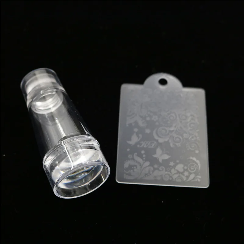 Шаблоны для дизайна ногтей чистые прозрачные силиконовые пластины для штамповки ногтей скребок с крышкой прозрачный штамп для дизайна ногтей
