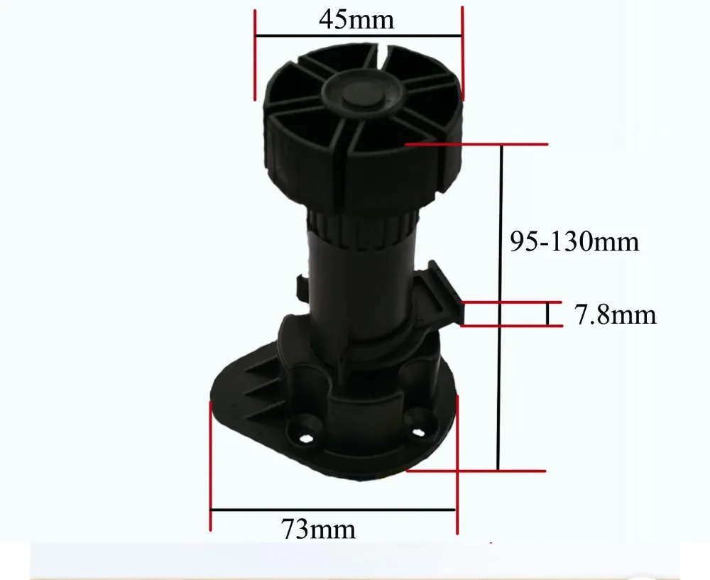 95-130mm Adjustable Feet Cabinet Foot Circular Plastic / Adjustable Furniture Feet / PP Black Foot Line