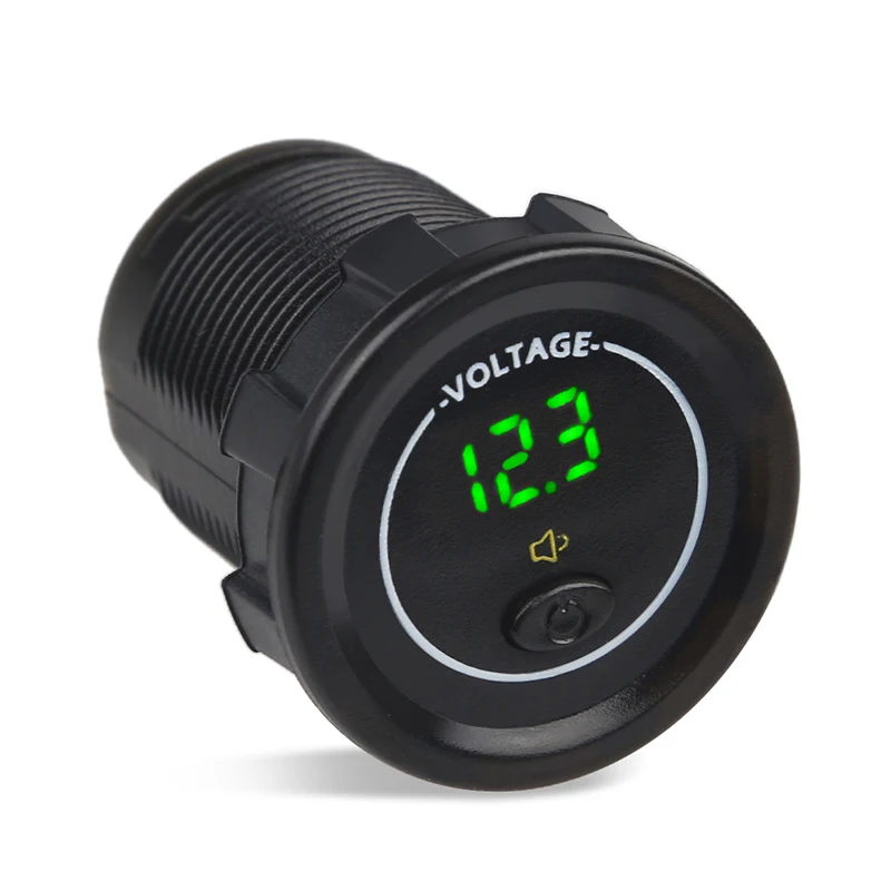 

3 Colors 12-24V Car LED Display Voltmeter Voltage with ON /OFF Switch Low Voltage Alarm Waterproof Motorcycle Boat Car Voltmeter