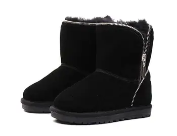 

Top quality Children Boots Winter Genuine leather Boy and girls Fashion snow boots Kids warm Shoes for winter AI LIANG
