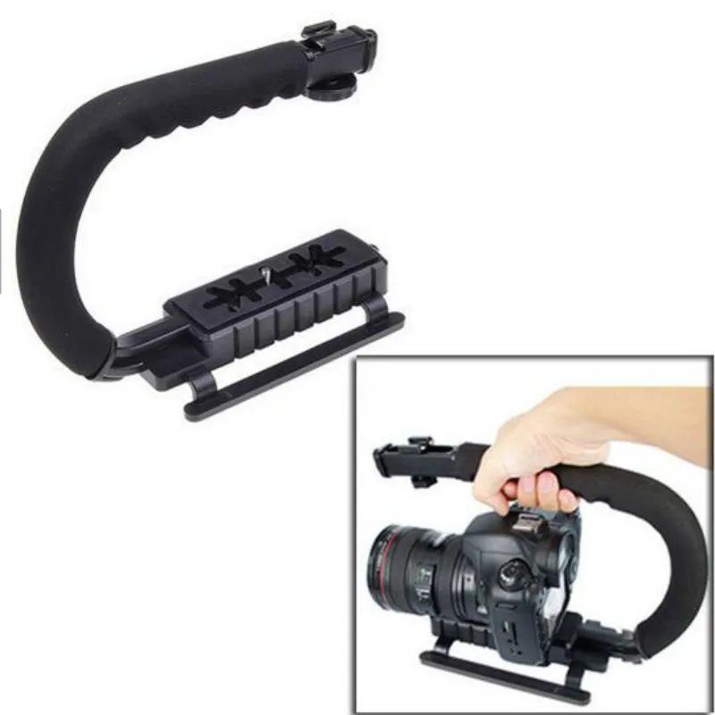 U-образное крепление с тройным башмаком для видеокамеры DSLR, ручка для видеокамеры, стабилизирующая ручка, Аксессуары для фотографии для большинства камер