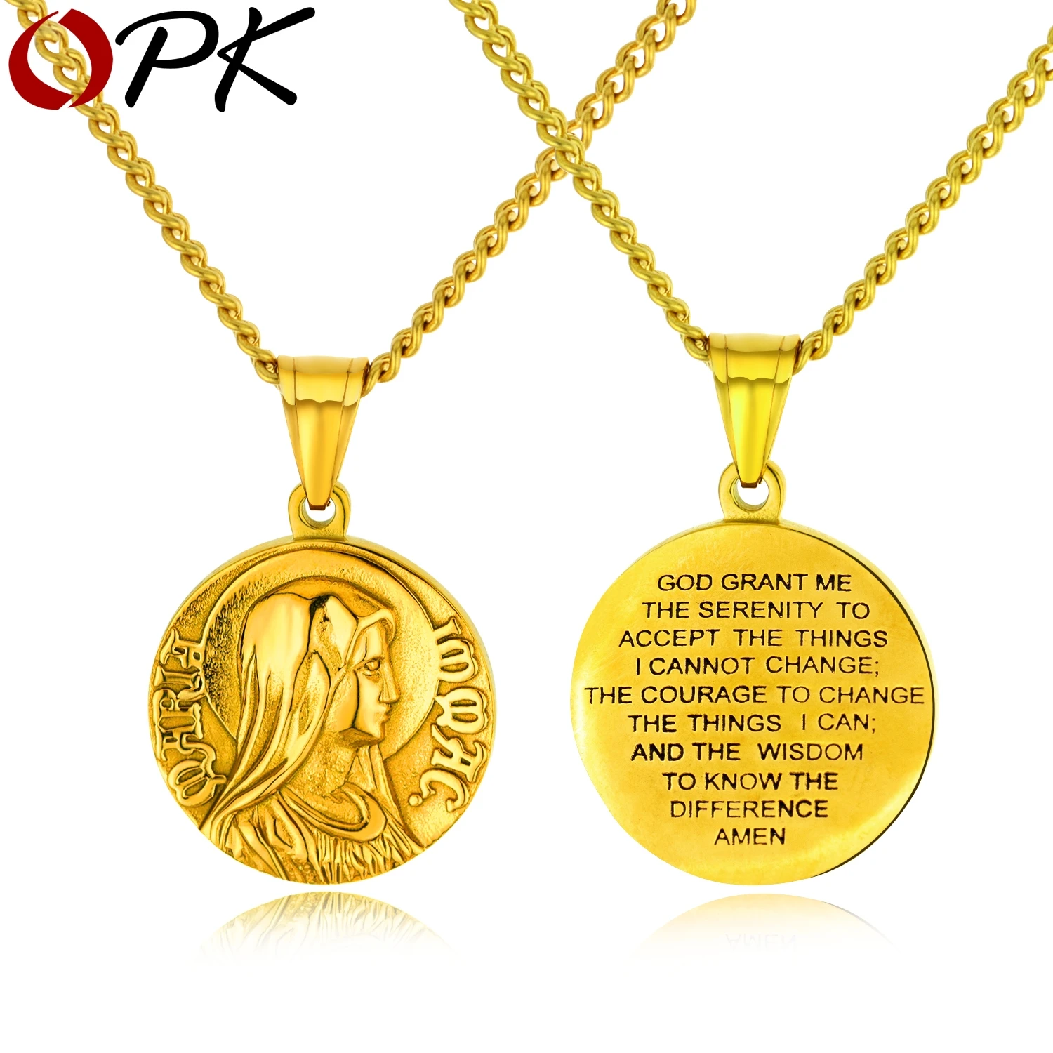 OPK Blessed Virgin Mary Pendant Necklace For Women Steel/Gold Color