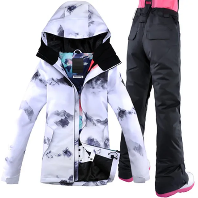 GSOU SNOW Women Men Ski Suit Snowboard Jacket Pant Windproof Waterproof Outdoor Sport Wear Couple Skiing Clothing Trouser Warm