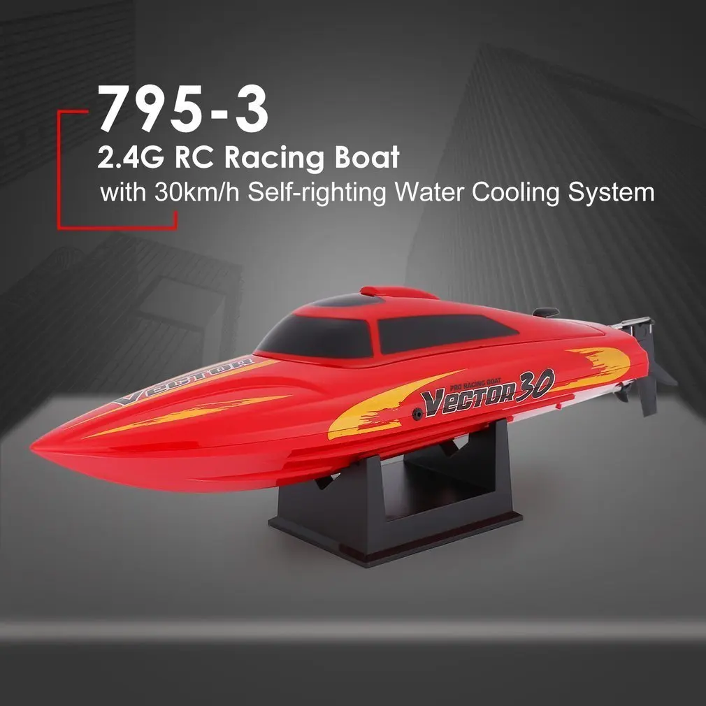 

rc boat 795-3 30km/h 2.4G Brushed High Speed RC Racing Boat Speedboat Ship with Water Cooling System Self-righting Kids Gift