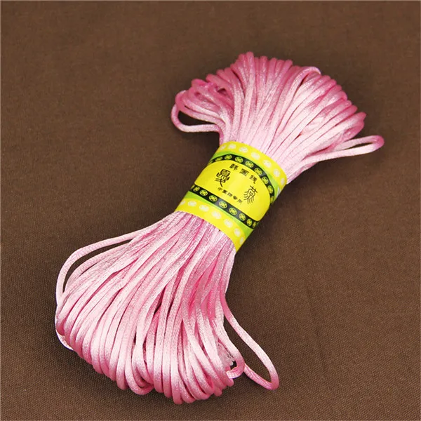 2 мм 20 м атласный шелк китайский узловой шнур оплетенный шнур для изготовления ювелирных изделий Бисероплетение веревка DIY соска цепь аксессуары - Цвет: Candy Pink