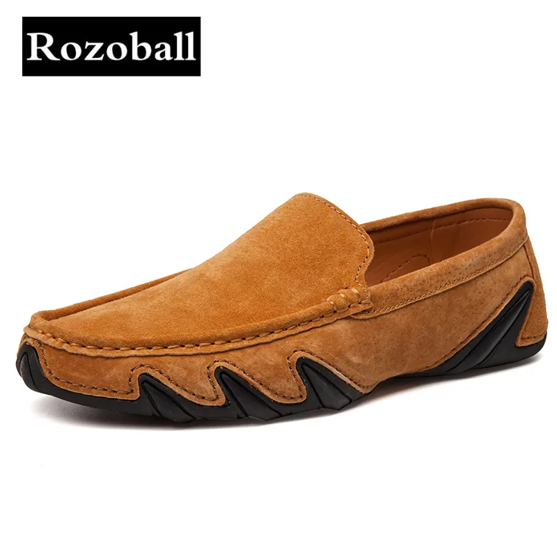 

Rozoball Shoes Men Genuine Leather Men Casual Shoes Brand 2019 Mens Loafers Moccasins Breathable Slip on Boat Driving Shoes