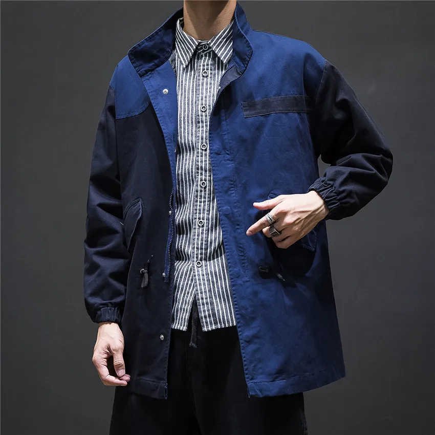 Fall Winter Mens Jackets And Coats Long Windbreaker Back Split Plus Size Hip Hop Men Coat Clothing Streetwear Male Bomber Jacket