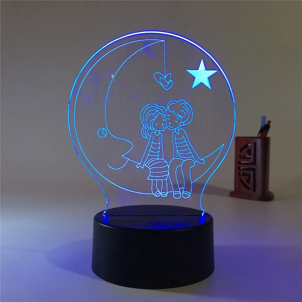 

3D USB Moon Shape LED Light Night Couples Decor Light Desk Table Lamp for 3D Night Light Valentine'S Day Gifts