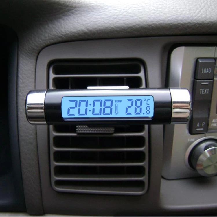 2в1 Авто термометр часы календарь ЖК-дисплей клип-на цифровой синий зеленый оранжевый подсветка Автомобильный измеритель температуры