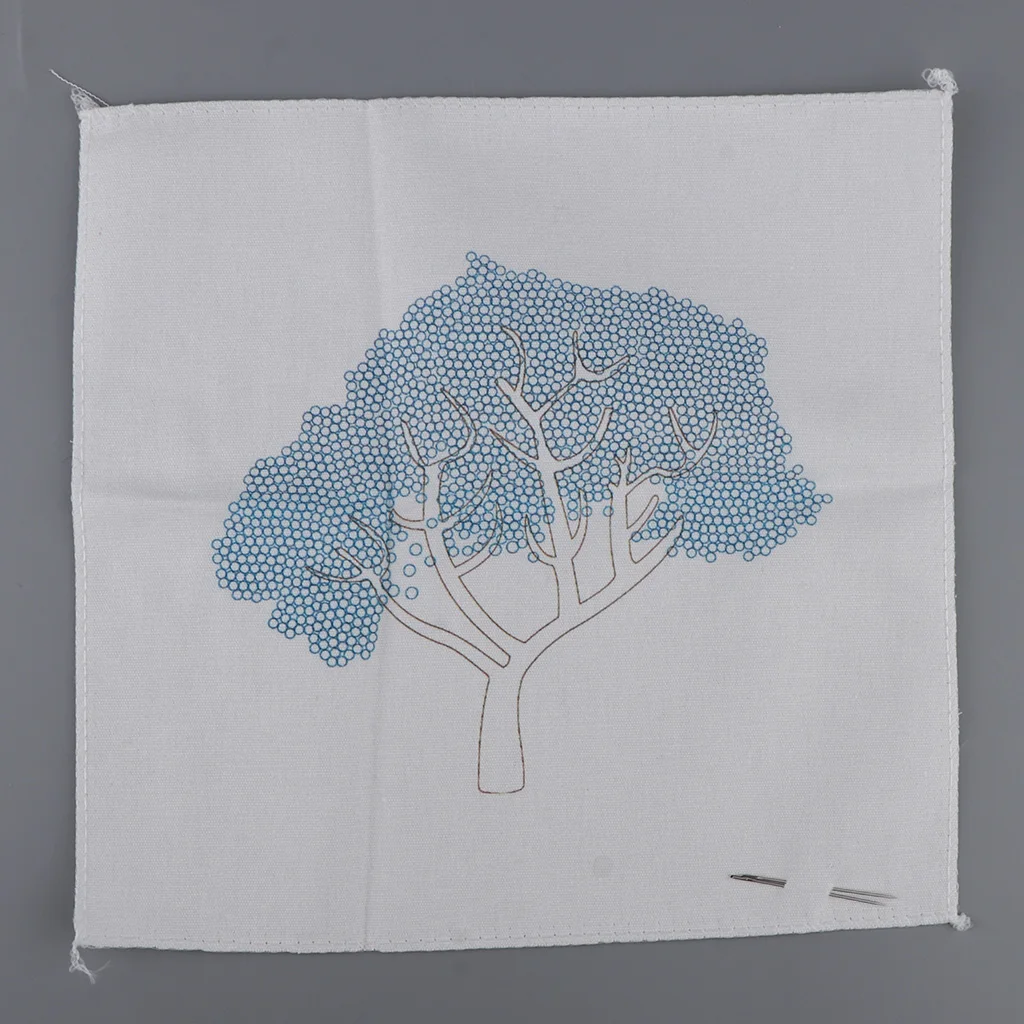 DIY Ribbon Tree Pattern Embroidery Cross Stitch Set Needlework Kits Sewing Decor