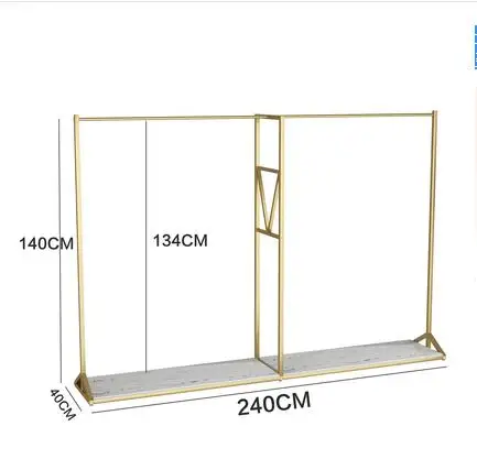 Gold clothing store display rack floor hanging rack children's clothing store shelf women's clothing store decoration design .