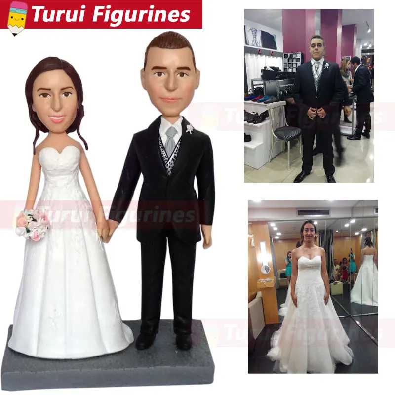 

custom photo gift picture to figurines wedding cake toppper bobblehead figurines dolls home decorations statuette from pictures