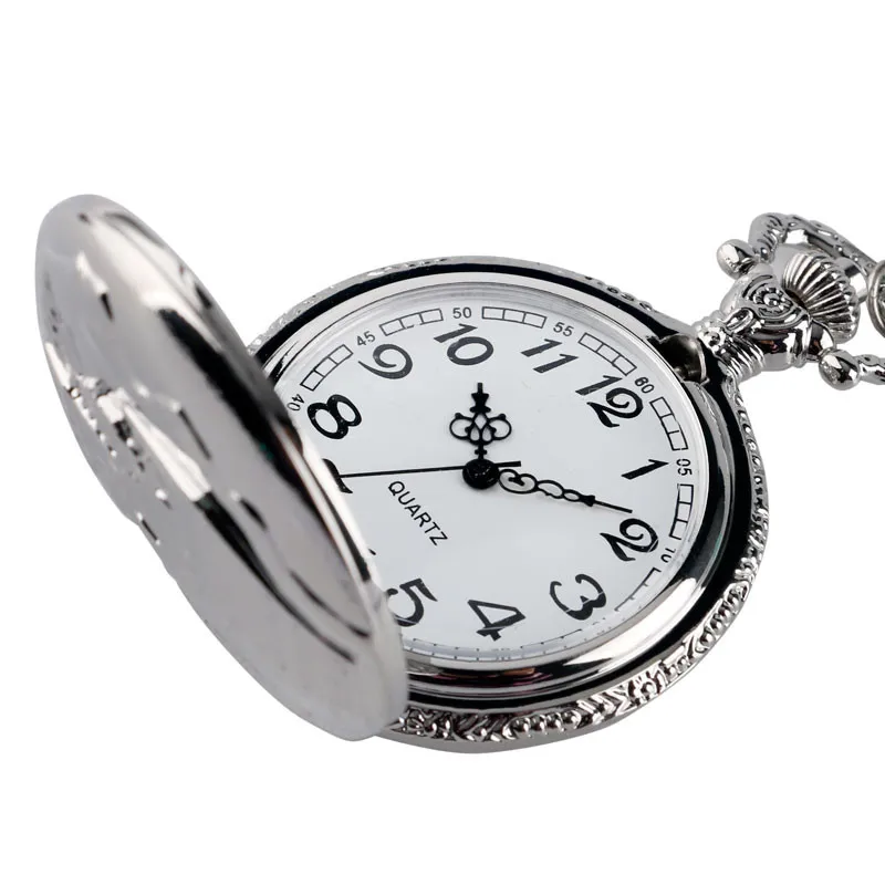Лидер продаж большой грузовик серебряные карманные часы Современные часы стимпанк с Цепочки и ожерелья Для мужчин Винтажные часы