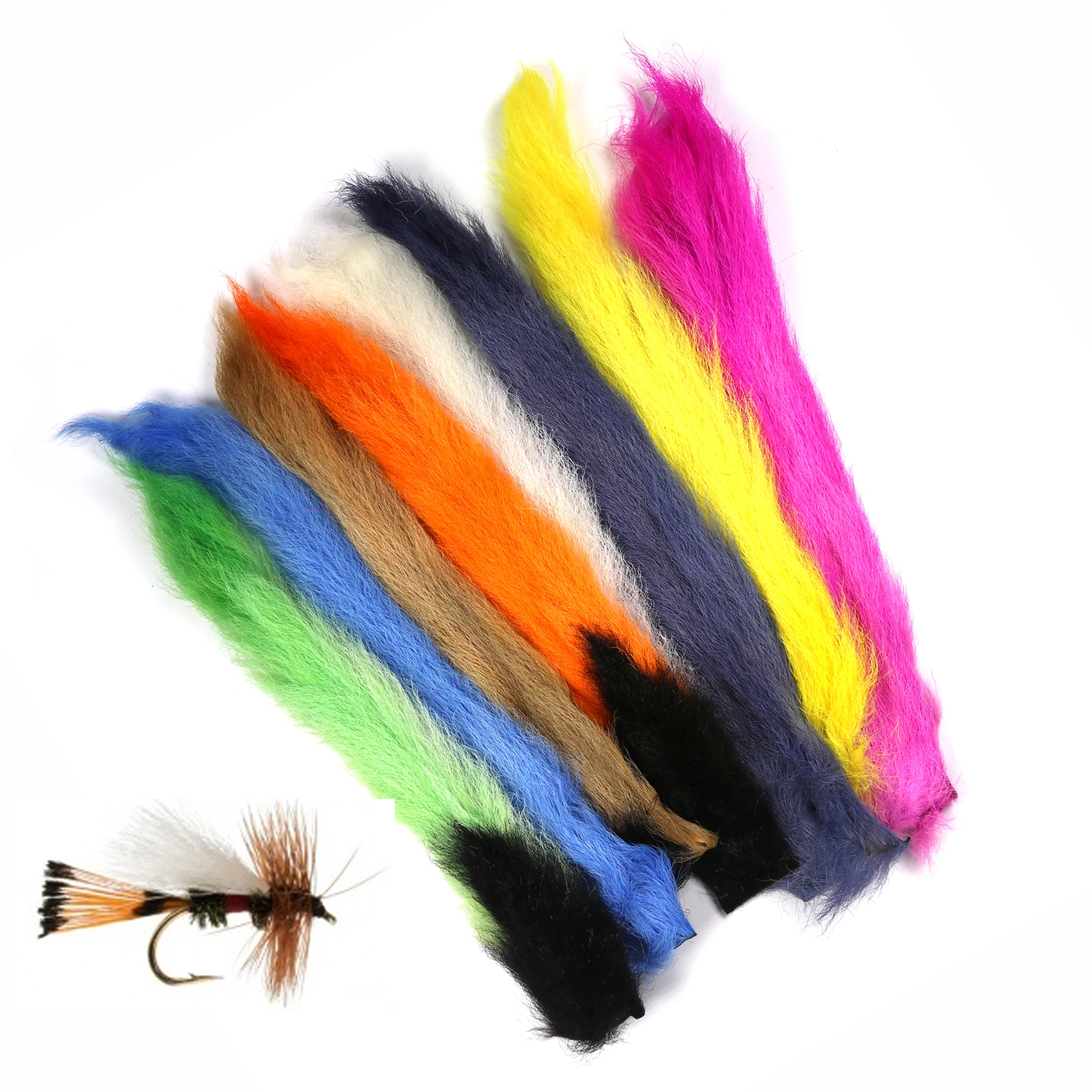 

1PC Calf Tail Dry Fly Material For Wings Wulff's Trudes Parachute Tying Hair Wings Streamer Material Multi-colors