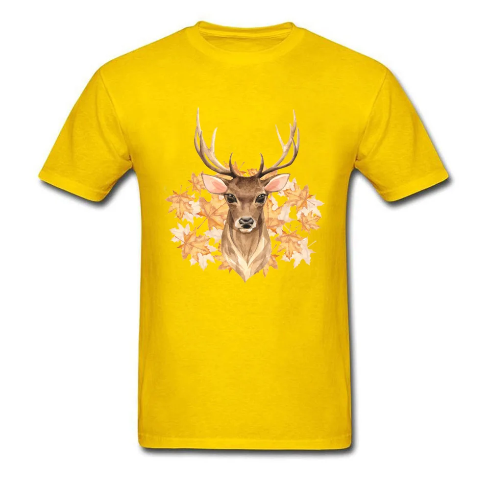 Men's Designer Casual Tops T Shirt O-Neck VALENTINE DAY Cotton T Shirts Normal Short Sleeve Noble deer. Autumn Tops Shirts Noble deer. Autumn yellow